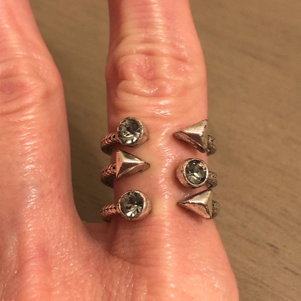 Silver Tone Braided Arrow Ring